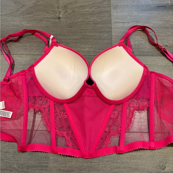 Very Sexy Satin Crystal Satin Lace Bustier Push Up - Picture 5 of 6